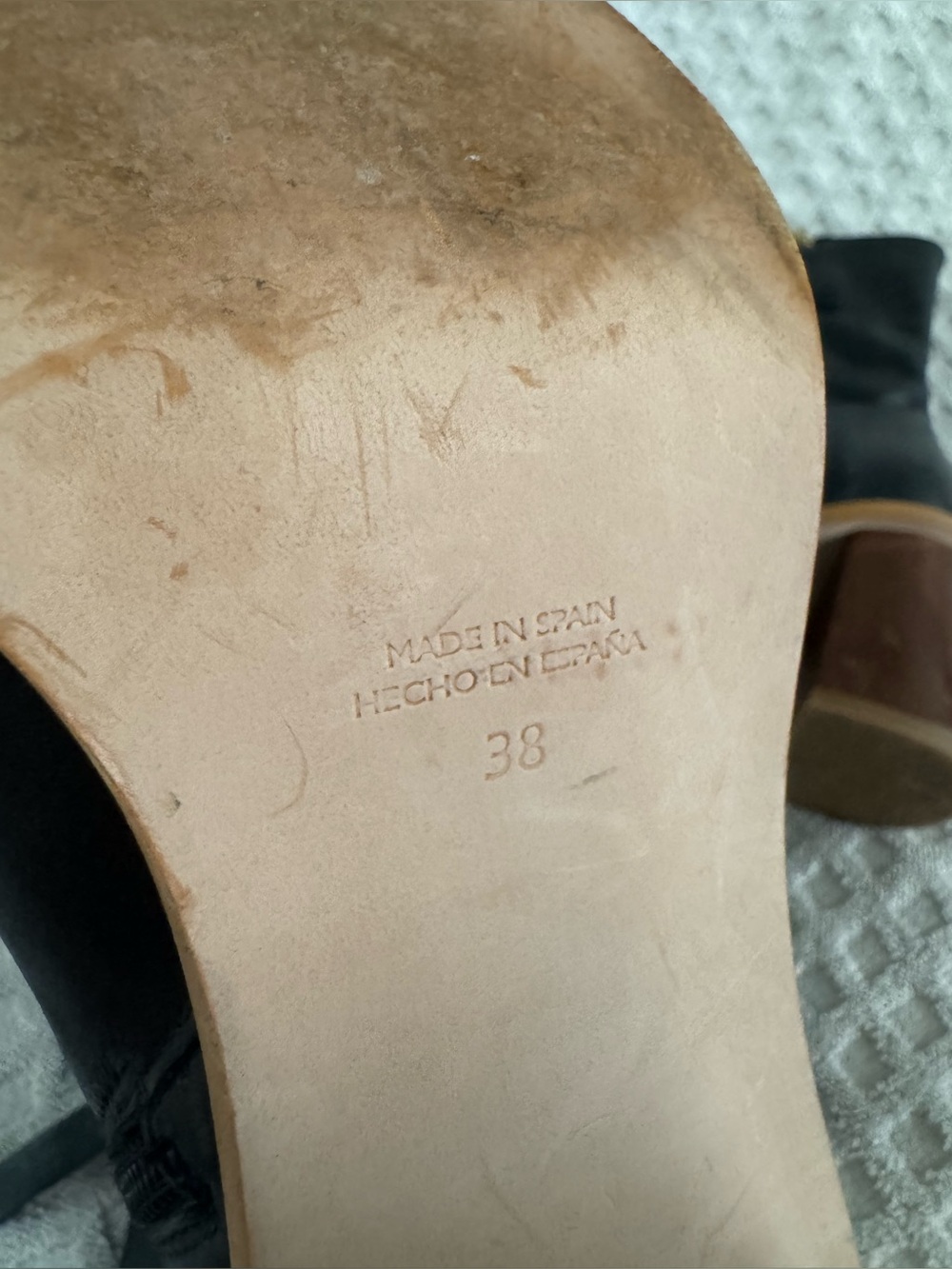 ALOHAS West Black Vintage Leather Square Toe Ankle Boots Brown Heel EU 38 US 7.5 - Picture 16 of 16